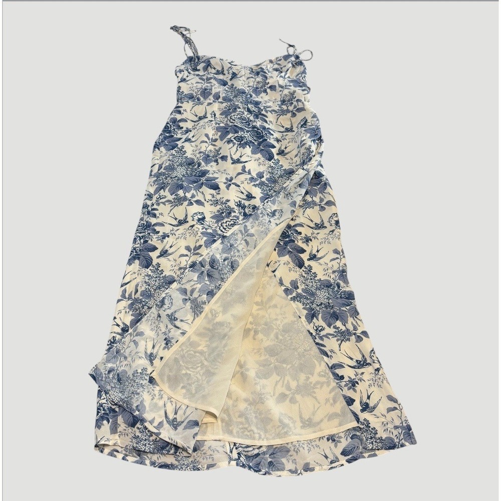 Reformation Blue Floral Cream Midi Slip Dress - Picture 6 of 9